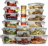 Conjunto Razab 35 piezas, contenedores de vidrio con tapas herméticas para conservar alimentos.