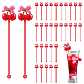 Reallnaive palitos agitadores con lazo de cereza rosa para decorar bebidas.