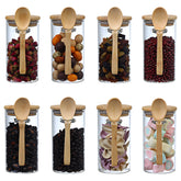 Recceng frascos vidrio 10 oz con cuchara integrada y tapa bambú para almacenamiento seguro