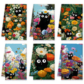 Toalla Redbaker con gato negro y flores retro para secar y decorar.