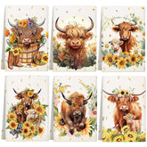 Redbaker toallas de cocina Highland Cattle con dibujo watercolor para secar platos con estilo.
