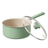 Olla Redchef de cerámica antiadherente con tapa verde para uso diario.