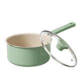 Sartén cerámica Redchef con tapa verde, ideal para hervir pasta sin pegar.