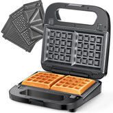 Reemix tres-en-uno: gofrera, parrilla y sándwich para desayunos rápidos.