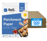 Reli papel para hornear 12x16 marrón, desmoldar fácilmente.