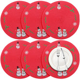 Manteles redondos Remerry bordados para cenas navideñas elegantes y fáciles de limpiar.