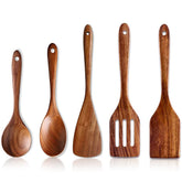 Cucharas Renawe espátula plana de acacia, ideal para cocinar sin rayar sartenes anti adherentes.