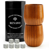 Vasos de whisky Renawe, juego de dos en madera, ideales para degustaciones en casa.