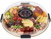 Renmxj tabla charcutería redonda con tapa transparente para presentar aperitivos.