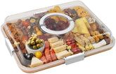 Renmxj tabla de charcutería con tapa transparente para servir con estilo.