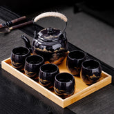 REOWONU set de té japonés tradicional con tetera y tazas, ideal para ceremonias.