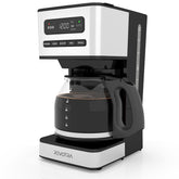 REVOTRA cafetera con pantalla de diodos para control sencillo de 12 tazas.