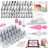 RFAQK set de boquillas 74 piezas para decorar pasteles con precisión profesional.