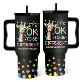 RHONGE tumbler 40oz con diseño jirafa y tapa, ideal para hidratación diaria.