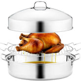 RIDGEPOLE bandeja de asar 22” con rejilla y tapa, ideal para pavo jugoso.