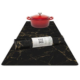 RIMONA'S mantel-resistente-al-calor 350f negro-dorado mármol protege mesas