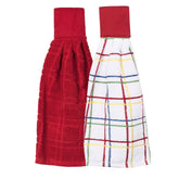 toalla Ritz de cocina con lazo sólida roja, absorbente y suave para secar manos rápidamente
