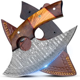 River Cross Knives damascus ulu cuchillo hecho a mano, ideal para cortar verduras.