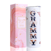 Taza Grammy de Rmeosye con diseño dorado floral para regalo elegante y práctico.