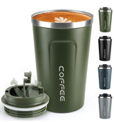 RNGODO Taza de viaje 12oz aislada con tapa, ideal para llevar café caliente.