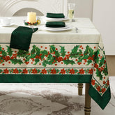 Romanstile mantel navideño jacquard rectangular, ideal para cenas festivas en casa.