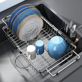 Romision estante secado expandible sobre fregadero, optimiza el espacio de la cocina.