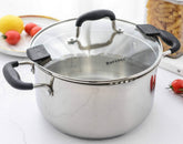 Olla Rorence de acero inoxidable con tapa de vidrio para cocinar pasta de forma eficiente