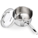 Sartén Rorence acero inoxidable exterior pulido, ideal para resultados consistentes en la cocina diaria