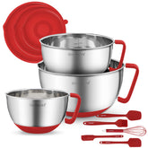 Rorence tazones mezcla acero inoxidable con tapas, ideal para conservar ingredientes frescos.
