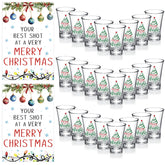 Roshtia 24 vasos chupito navideños con tarjetas para fiestas.