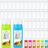 Roshtia botellas 2oz claras con tapa blanca, vista frontal para bebidas seguras.