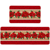 Roszwtit poinsettia roja, alfombra de cocina 17x29, protege el piso y añade color navideño.