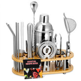 Roylvan Bartender Kit completo con estante, perfecto para comenzar a crear cocteles en casa.