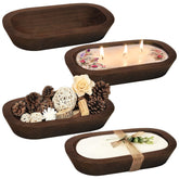 Royxen cuenco de madera para vela, conjunto de cuatro, ideal para decoración cálida