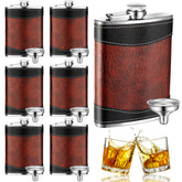Rtteri frascos de licor de cuero marrón 8 oz listos para llevar bebidas con estilo.