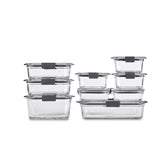 Recipientes de vidrio Rubbermaid Brilliance para almacenamiento de alimentos, visibilidad clara y sello hermético.