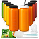 Botellas de zumo Ruckae 16 onzas con tapas, ideales para jugos frescos.