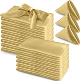 RUDONG M servilletas satín dorado 17x17 para banquetes elegantes.