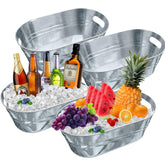Cubetas galvanizadas Ruizhihu de 4 piezas para fiestas y enfriado de bebidas.