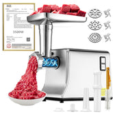 RVGMBO picadora carne 3500W con motor alemán para triturar rápido, diseño plateado