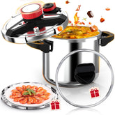 RVGMBO olla de presión 8 qt acero inoxidable con tapa de vidrio y cestilla de vapor