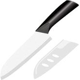 Cuchillo Rynal Santoku cerámico de 7 pulgadas, hoja blanca para cortes precisos.