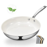 Sakamosh sartén de 9,5 pulgadas tri-ply, vista superior, cocción uniforme