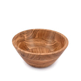 Samhita ensaladera de acacia, vista frontal; ideal como centro de mesa natural.