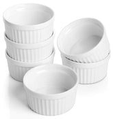 Samsle ramequines de porcelana 4oz, frente, ideales para postres pequeños y elegantes.