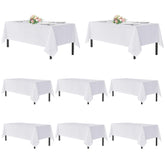 Mantel rectangular Sancua 54x108 en blanco, 8 piezas, perfecto para mesas de banquete.