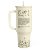 SANDJEST Bestie Tumbler con mango, cómodo para llevar y mantener la bebida caliente o fría