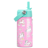 Sandjest botella unicornio con tapa pajita 355 ml, fácil de transportar.