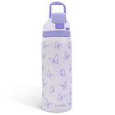 SANDJEST Butterfly frontal, botella aislada de acero inoxidable morada 32oz para mantener la bebida a temperatura.