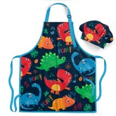Delantal SANDJEST dinosaurio con bolso para niños, ideal para cocinar